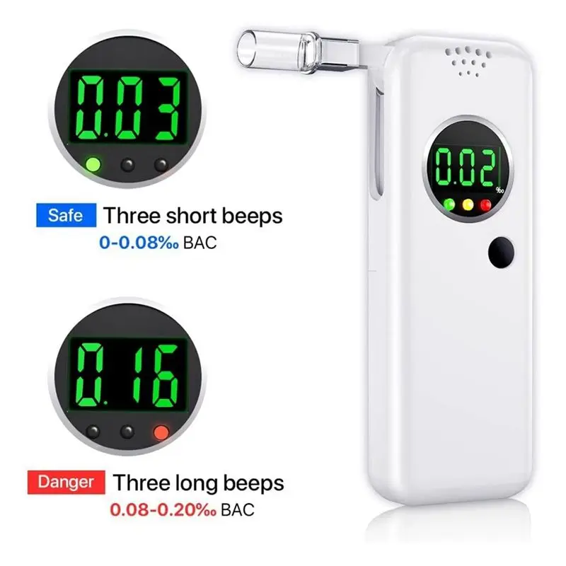 AD-6000NS High-Accuracy Breathalyzer Portable Tester With 6 Mouthpieces For Personal Use Before Driving Black
