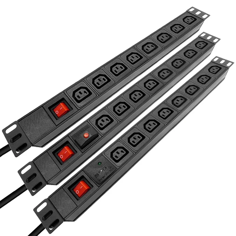 

19-дюймовый удлинитель PDU, 8-контактный разъем IEC C13, защита от перенапряжения/перегрузки, 16 А, 3500 Вт, блок распределения питания, корпус из алюминиевого сплава