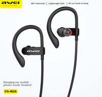 Awei ES-160i 3.5mm Wired Stereo Headphones Earhook In Ear Music Sports Headset With Mic For Mobile Phone /Laptop Earbuds