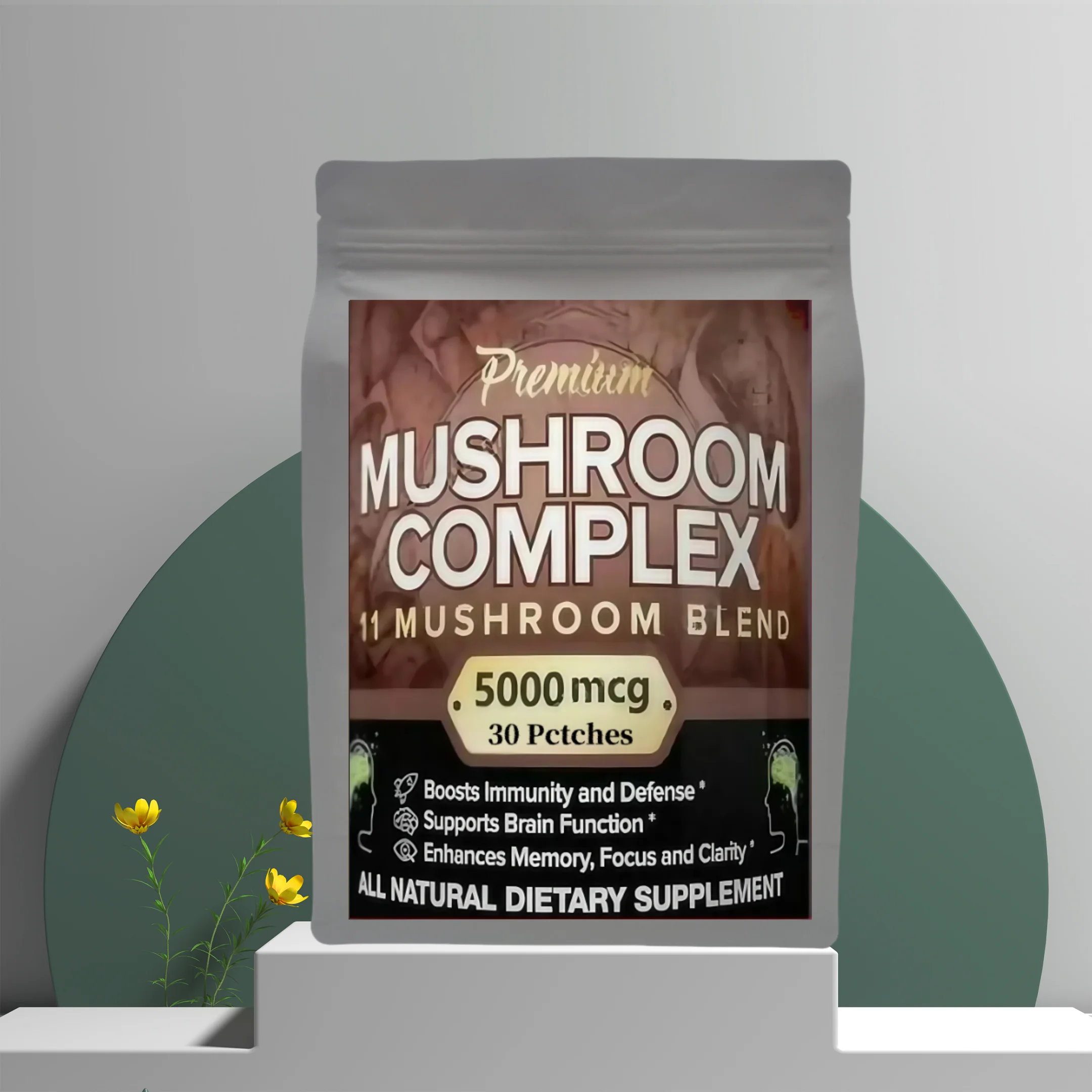 Parches transdérmicos de hongos Lion's Mane 7-Blend en oferta – con Cordyceps, Chaga, Reishi – Hecho en EE. UU.