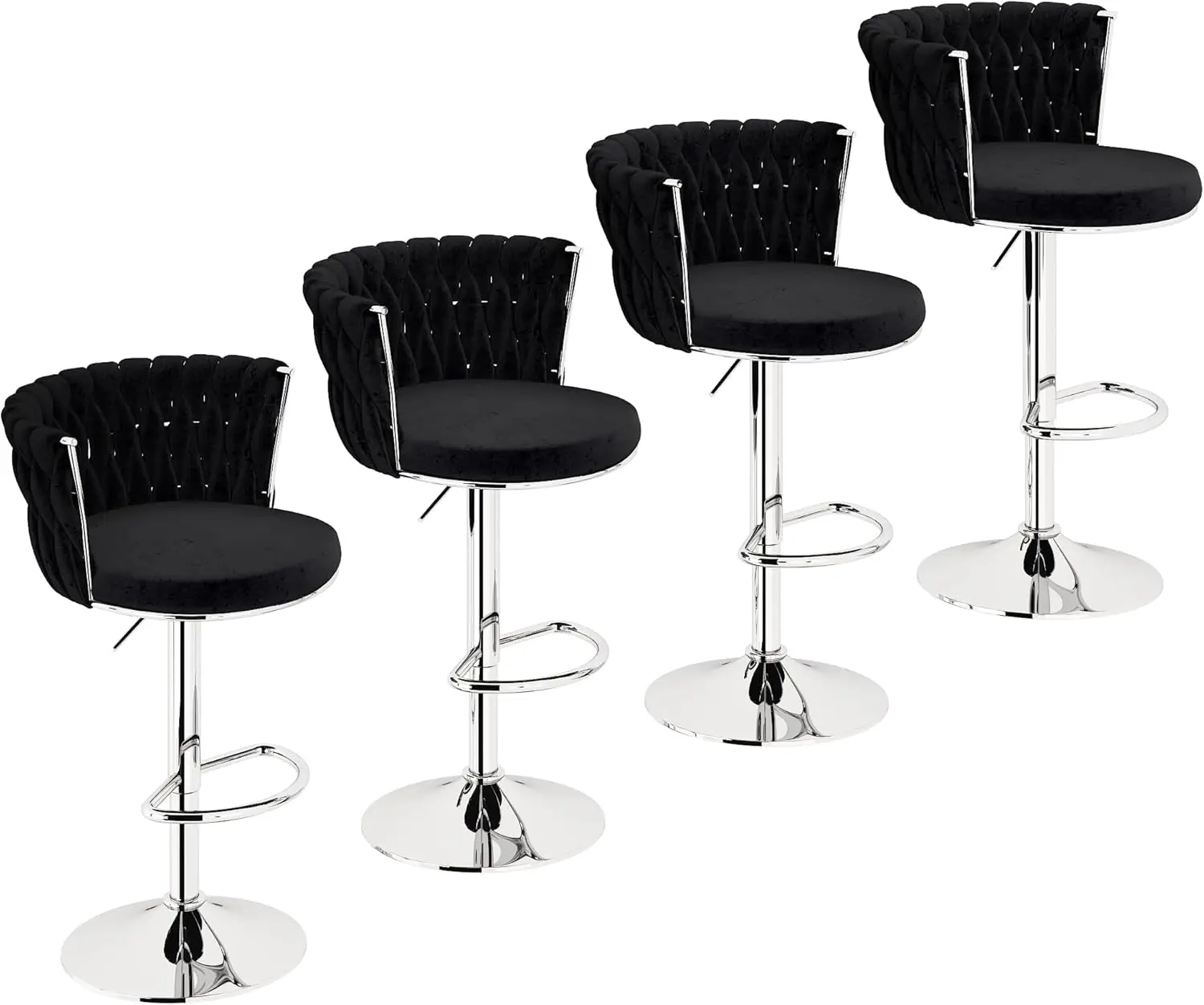 

Lamerge Velvet Bar Stools Set of 4, Swivel Counter Stools Counter Height Barstools with Back & Footrest,Bar Chairs Velvet for Ki