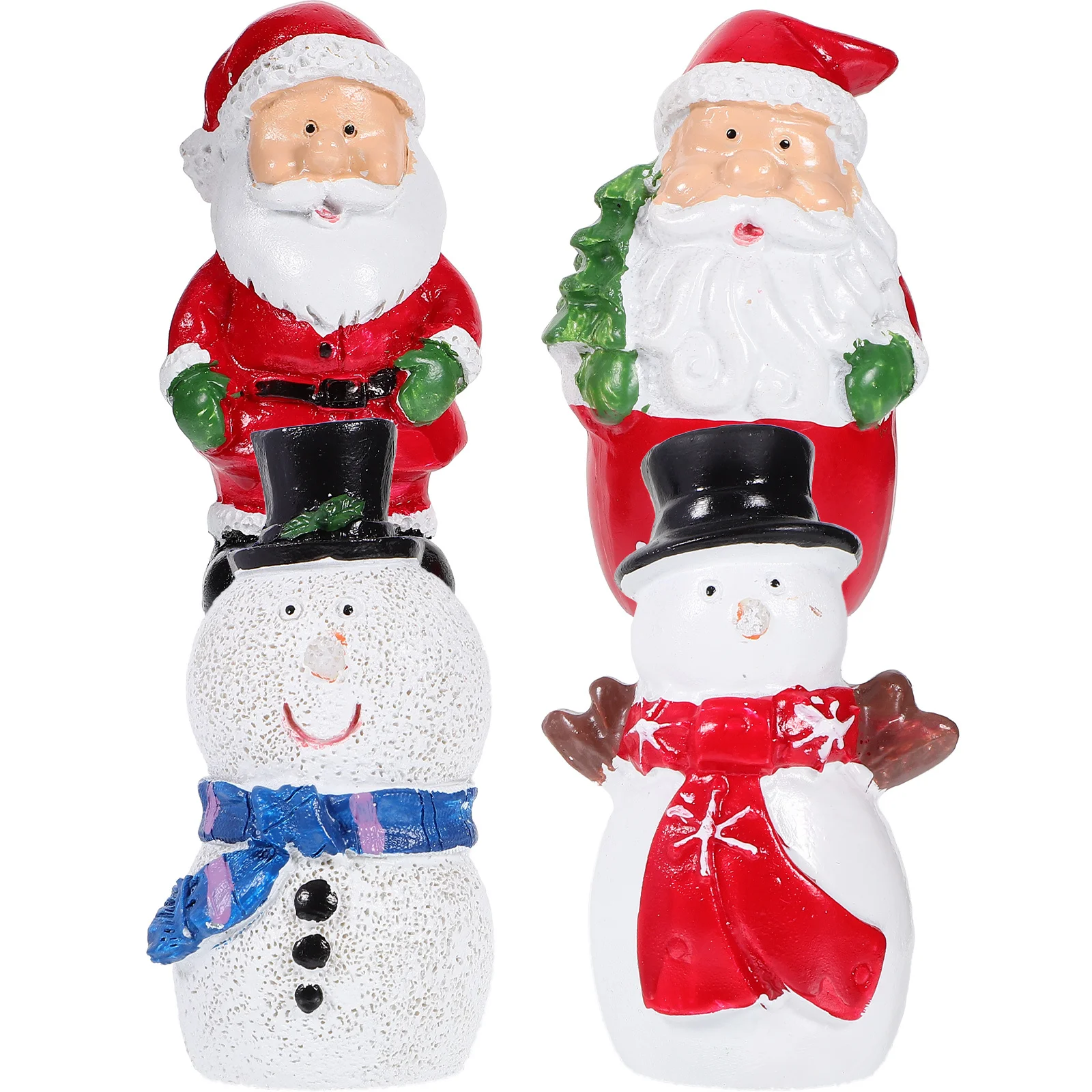 

4Pcs Resin Santa Decorations Exquisite Details Home Garden Festival Party Decor Santa Christmas Decoration