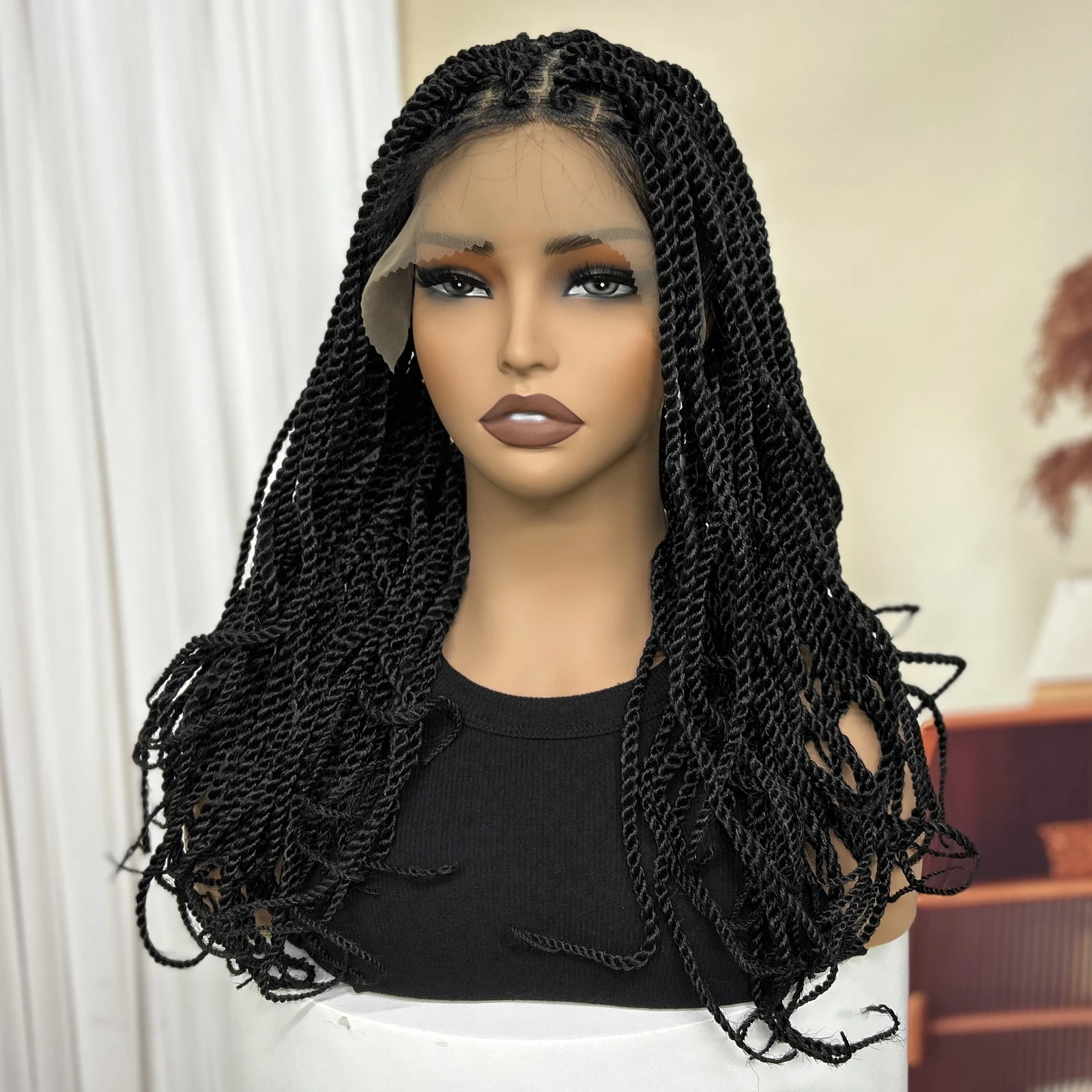 Twisted Braided Wigs with Baby Hair Lace Front Synthetic Box Braids Wigs for Black Women Lace Wigs Knotless