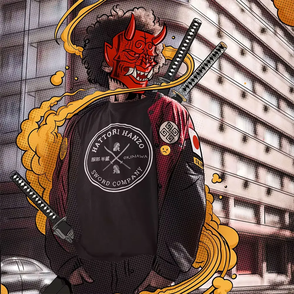 

80s retro movie Kill Bill Hattori Hanzo okinawa Sword Company vintage gift T shirt for man large size tops 100% cotton clothes