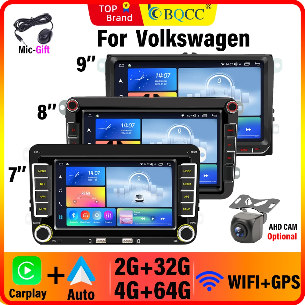 

BQCC Universal Car Radio Android For Volkswagen Golf 5 6 Polo Passat B6 B7 CC Skoda Jetta Multimedia Carplay Wifi GPS Navigation