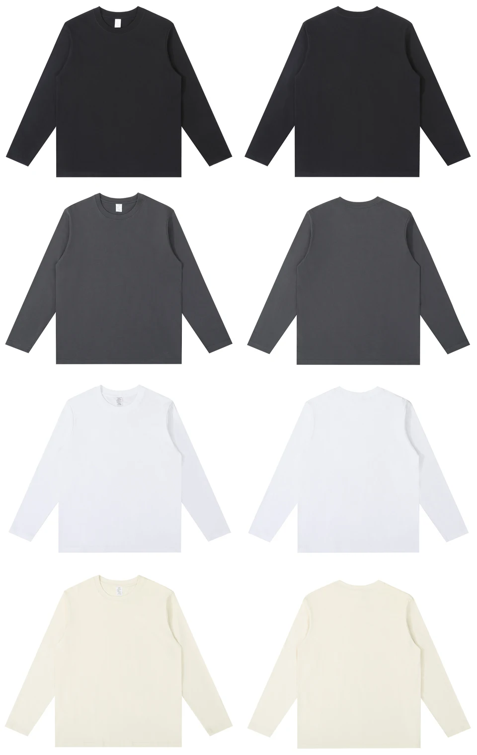 WAVLATII Neue Damen Weiße Langarm-T-Shirts, Beige Casual Basic 100% Baumwolle Tees, Damen Schwarz 230GSM Frühling Herbst Oberteile – Detail 2