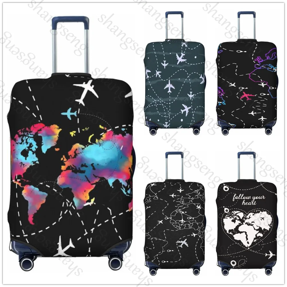 Airplane travel route flying Thicken Luggage Cover Elasticity Trolley dust cover Suitcase Protection Suitcase Case Accessories