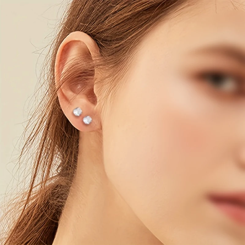 1 Pair Stainless Steel Tragus Stud Earrings for Women Men Round Cubic Zirconia Flat Back Screw Back Ear Piercing 2-8MM Jewelry