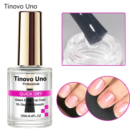 Tinovo Uno 빠른 건조 탑 코트, 울트라 샤인 일반 네일 광택제 마감, 15ml 칼슘 단백질 네일 수리 케어 용품, 자연 건조 