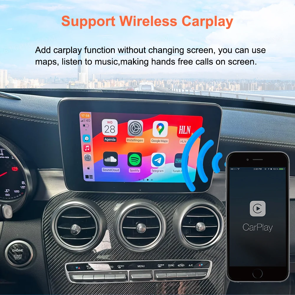 REEIIO Drahtlose Apple Carplay-Schnittstelle Android Auto NTG5.0 System Decoder-Box Modul für Mercedes Benz C/GLC/S Klasse W205 W253 – Detail 5
