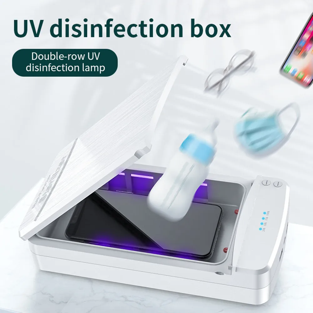 UV Sterilizer Ultraviolet Light Led Lamp Cleaner Disinfector Cosmetics Mobile Cell Phone Sanitizer with 2 USB Charger Power Bank