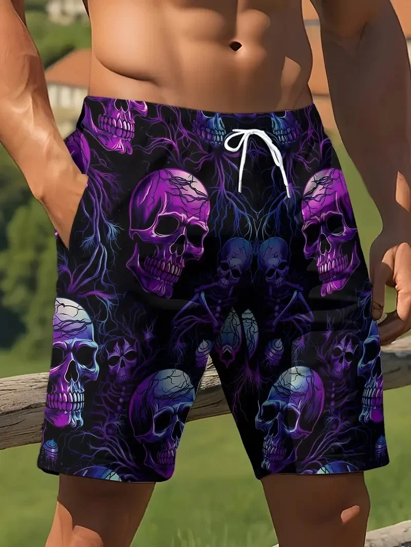 

Hawaii Fashion Shorts New Men's Beach Pants Terror Skull 3D Printed Men's Shorts Summer Casual Quick Drying Underwear Men's