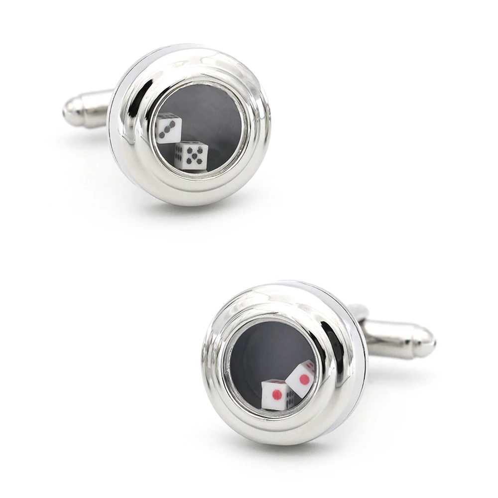 Casino Gambling Design Rotable Dice Cufflinks Quality Brass Material Silver Color Cuff Links Wholesale & Retail