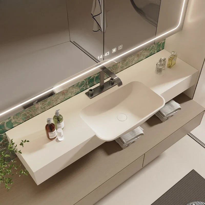 Pure acrylic wash basin, bathroom cabinet combination, bathroom semi-embedded integrated basin