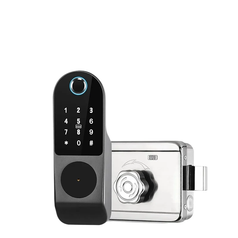 

Waterproof Keyless Lock Tuya Smart Wifi Password Digital Fingerprint Exterior Rim Door Lock