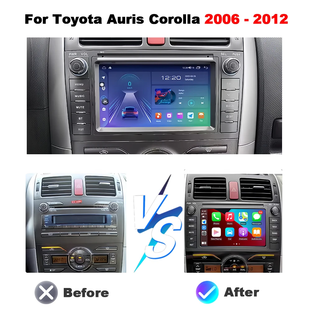 Für Toyota Auris Corolla 2006-2012 Android 16 Auto-Radio Multimedia-Videoplayer GPS-Navigation Stereo WIFI Carplay-Zubehör – Detail 2