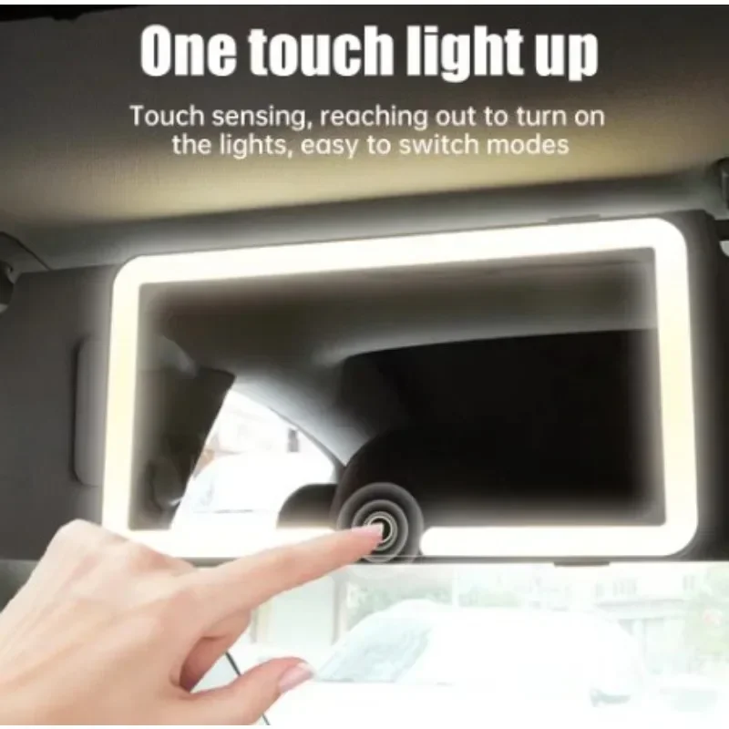 

Car LED Makeup Mirror HD Mirror Three Gear Adjustment Sun Visor Plate Interior RearMirror Dimmable Auto Vanity Mirror，New