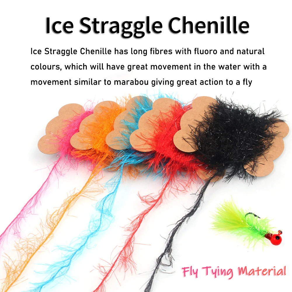 5Meters/Card Fly Fishing Ice Straggle Chenille Salmon Steelhead Sea Trout Flies Lure Tying Material