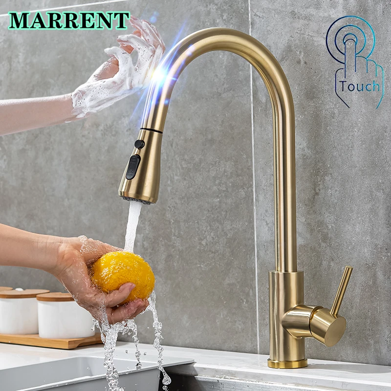 

Sensitive Touch Kitchen Faucet Leadfree Stainless Steel Hot Cold Pull Out Kitchen Sink Mixer Tap Smart Touch Kitchen Mixer Taps