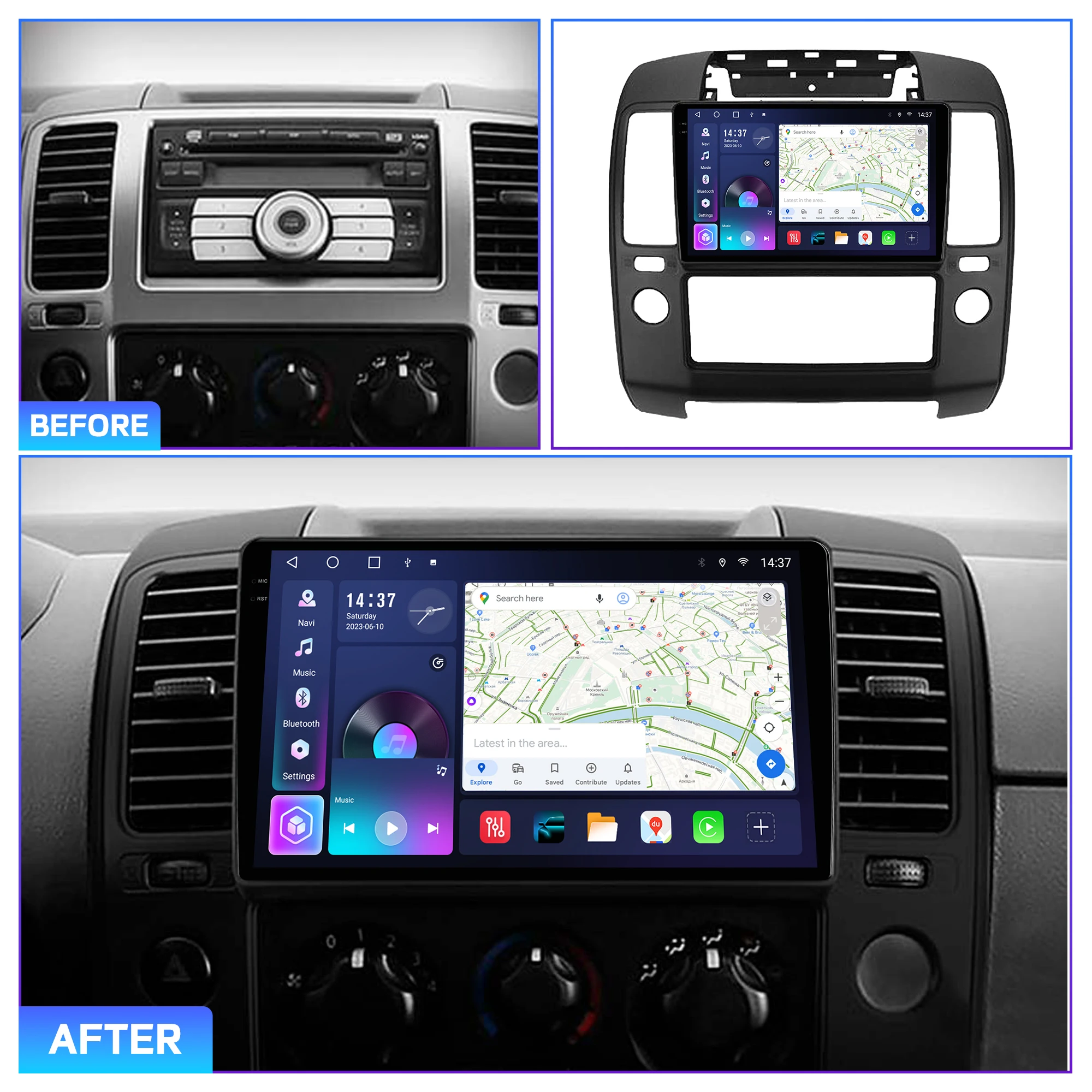 Penhui Android Car DVD Player 2 Din for Nissan Navara 2004 - 2010 Multimedia Screen with DSP, Bluetooth, Audio & CarPlay