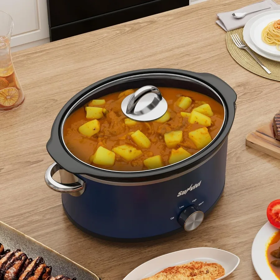 طباخ بطيء 3 كوارت وسخان طعام صغير مع 3 إعدادات تسخين وعاء سيراميك قابل للإزالة للطهي الممتد والحفاظ على الطعام #6