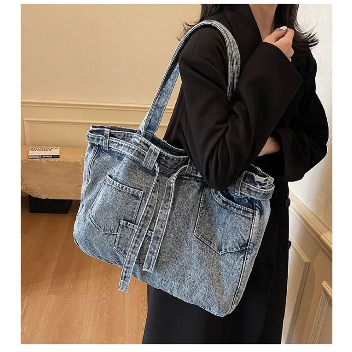 Denim Women Shoulder Bag Large Capacity Female Hobos Handbag Design Casual Big Totes Blue Ladies Hand Bags Canvas Crossbody Bags