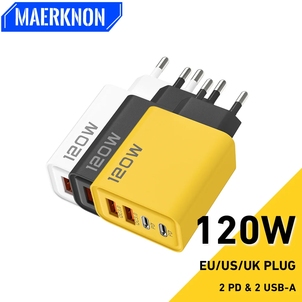 

Quick Charge 3.0 120W USB Charger Fast Charging PD Mobile Phone Charge Adapter For iPhone Samsung Xiaomi Wall USB Type C Charger