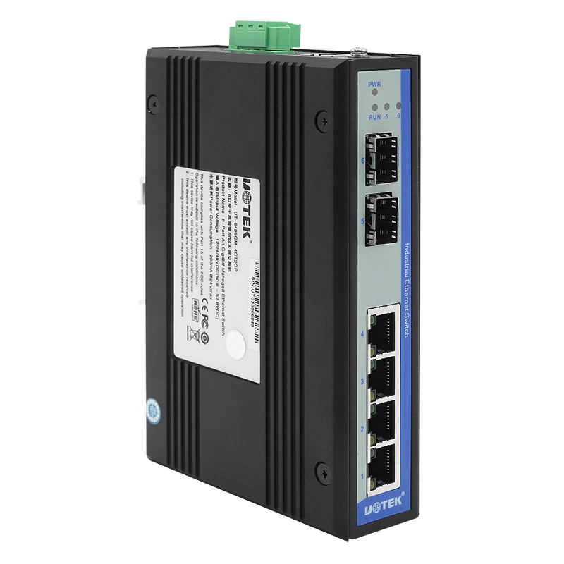 UOTEK 4 Electrical Ports + 2 Optical Ports Full Gigabit Managed Ethernet Switch UT-6406GM-4GT2GP