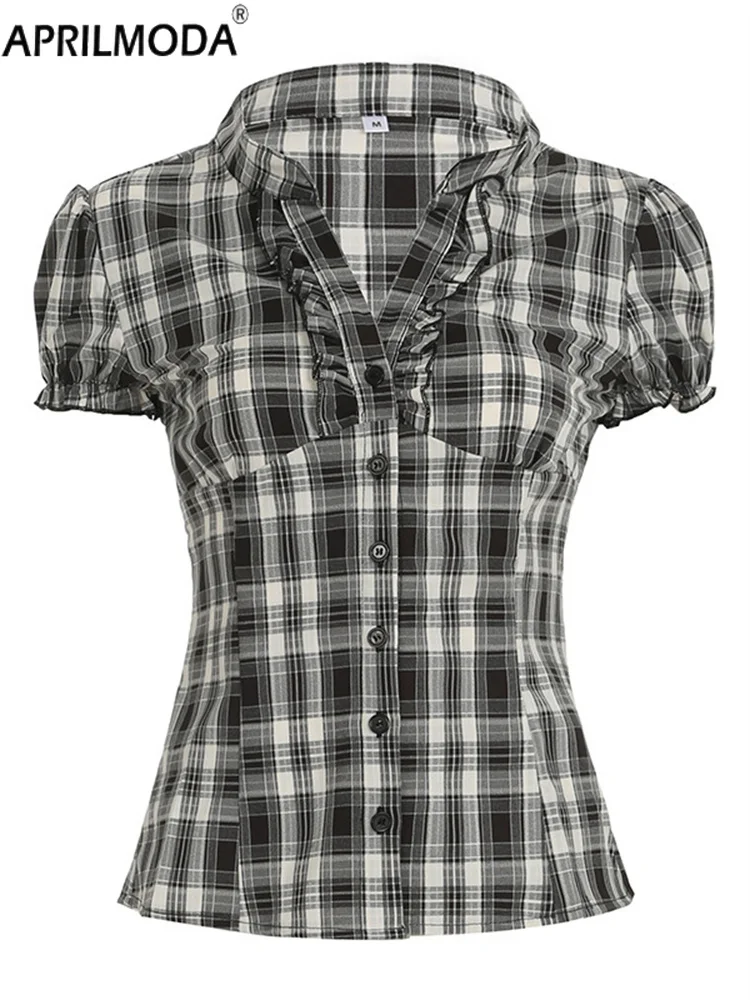 

2025 г., однобортная футболка в английском стиле в стиле ретро с v-образным вырезом и v-образным вырезом, повседневный лоскутный топ для похудения и похудения в стиле Харадзюку, топ для горячих девушек