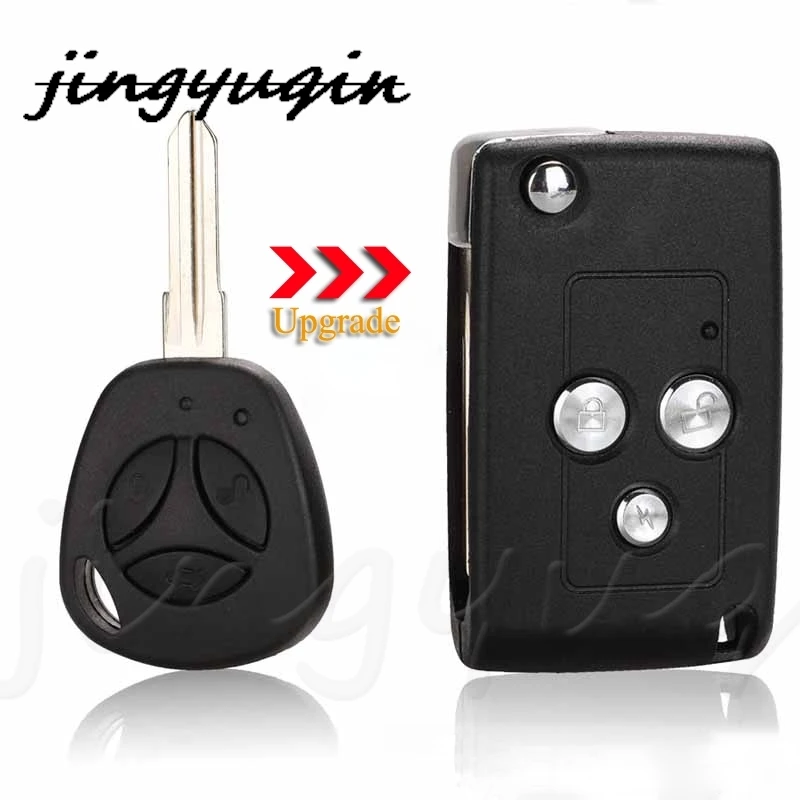 jingyuqin 3 BTN Replacement Modified Flip Folding Remote Car Key Shell Case For Lada Priora Niva Vaz Granta Samara Xray Sedan