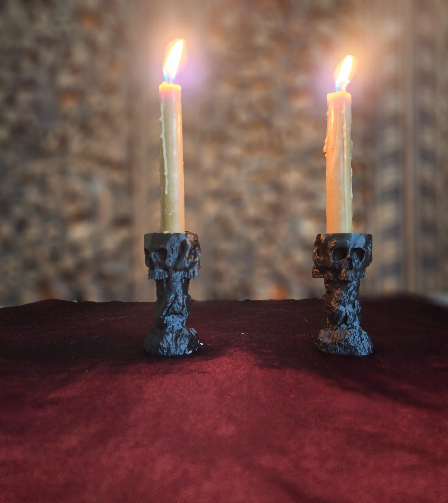 

CandlestickSkull Stone Candle Holder Witch Candles Halloween Decor Gothic Home Decor Spooky Night Lighting Party Decoration