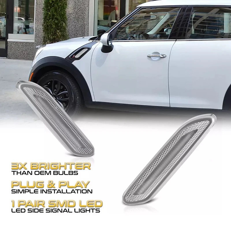 1Pair Side Fender LED Turn Signal Light Marker Lamp For Mini R61 Paceman R60 Countryman 10-17 63139802569 63139802570