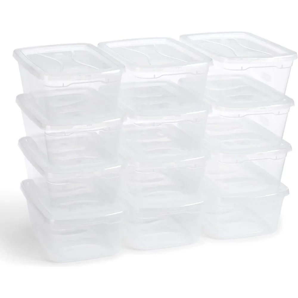

6 Qt Clear Stackable Storage Bins with Lids, 12-Pack, BPA-Free, Made in USA