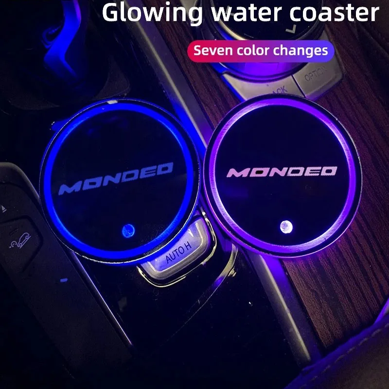 

Luminous Car Water Cup Coaster Holder 7 Colorful USB Charging Car Led Atmosphere Light For Ford Mondeo MK5 MK4 MK3
