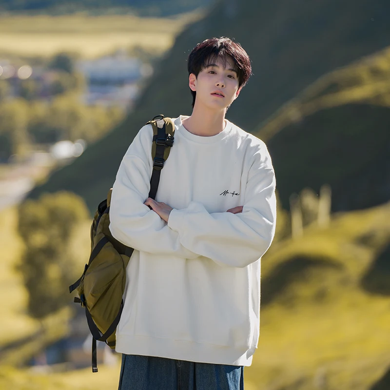 

Spring Autumn Loose Fit round Ne Hoodie for Boys Comfortable Casual Streetwear Sweatirt Youth Faion Basic Sle