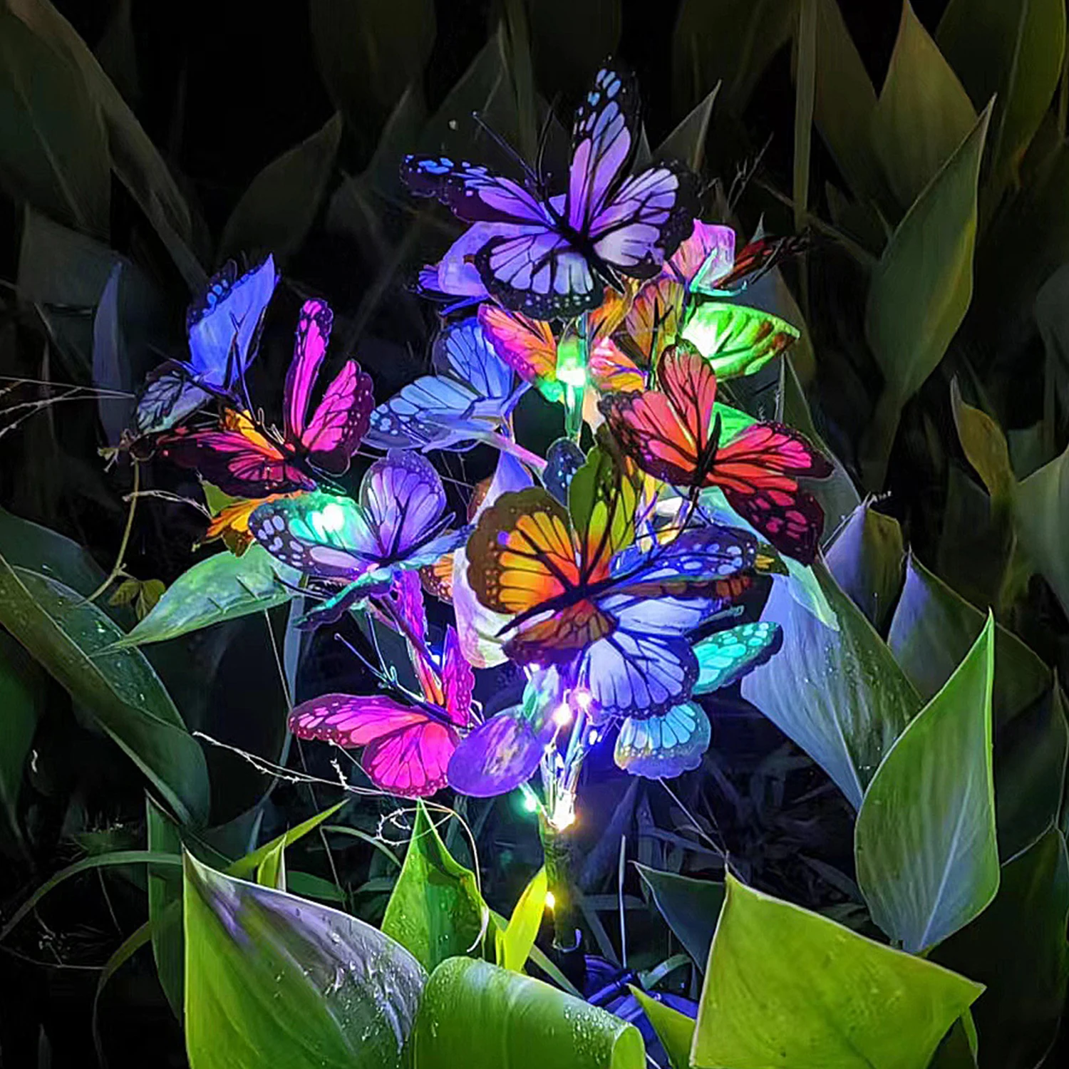 1PC Solar Garden Lights Outdoor, Flower & Plant Shaped, ABS+Iron Waterproof, Solar Powered for Yard/Pathway/Lawn Decor