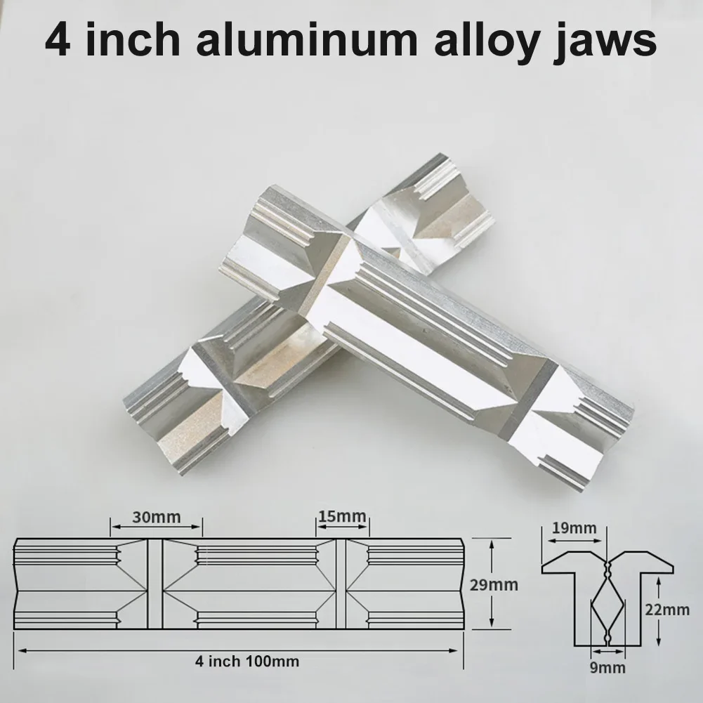 1 par de tornillo de banco de acero de fresado CNC, accesorio de mandíbula dura, mandíbula tipo V, aleación de aluminio, clip en V de 4 \