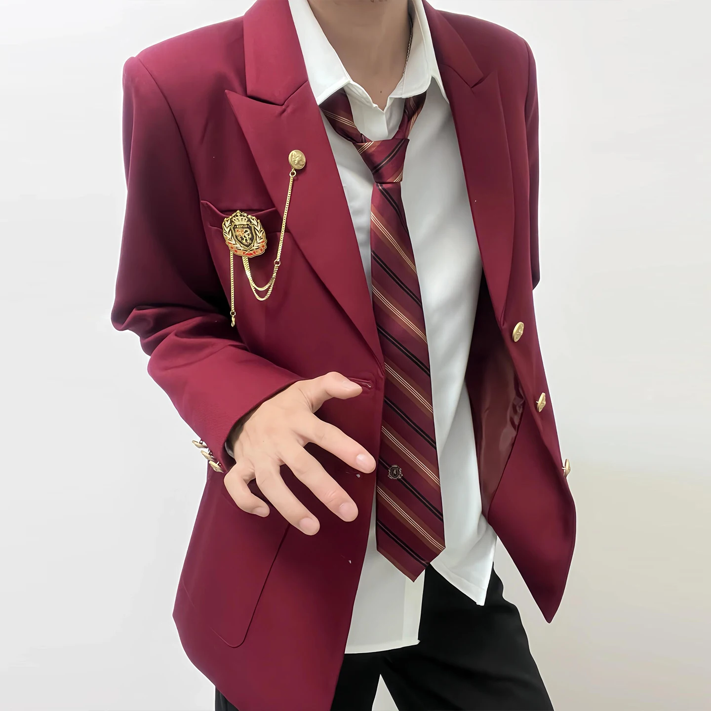 Japanese Style Suit Uniform Set Jacket for Men And Women Red College Style Graduation Class Uniform High School Student Outfit