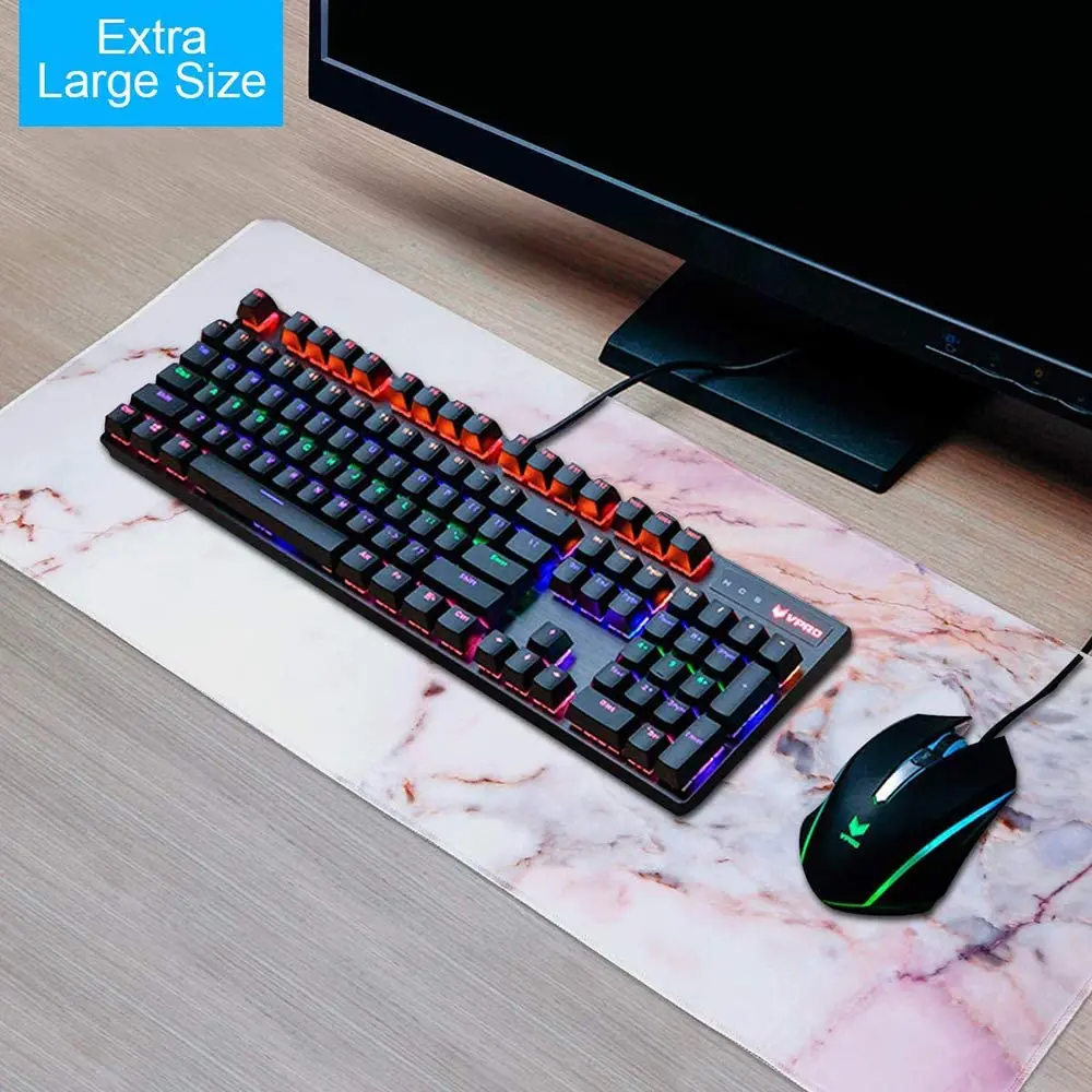 Office Desk Mat 35.4 ×15.7 Large Gaming Mouse Pad Durable Extended Computer Mouse Pad with Non-Slip Rubber Base,Colorful Marble2