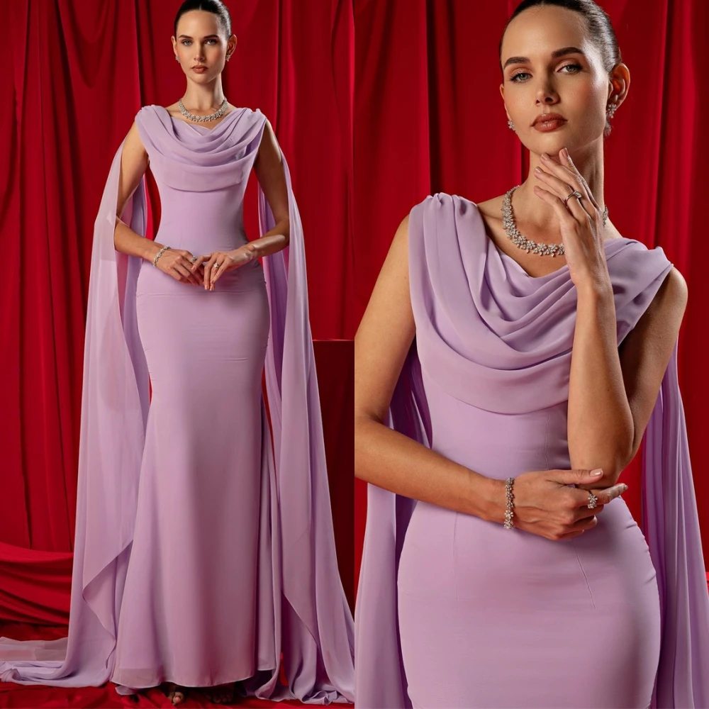 Customized Chiffon Mermaid Floor Length Evening Dress Classic Zipper Back Party Dresses Temperament  Special Occasion Gowns