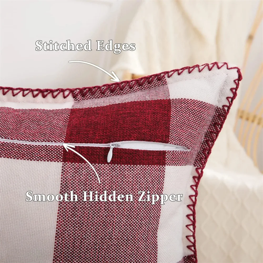 Olanly Plaid Check Pillow Cover 50x50cm Cotton Linen Fabric Cushion Covers Home Decor Pillow Cover Living Room Sofa Pillowcase ﻿