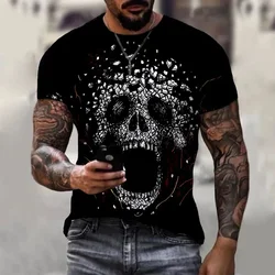 Summer Street Oversized Shirt Clothing Vintage Casual Fashion Shirts 3D Printed Fashion Skull Men's and Women's Street T-shirts