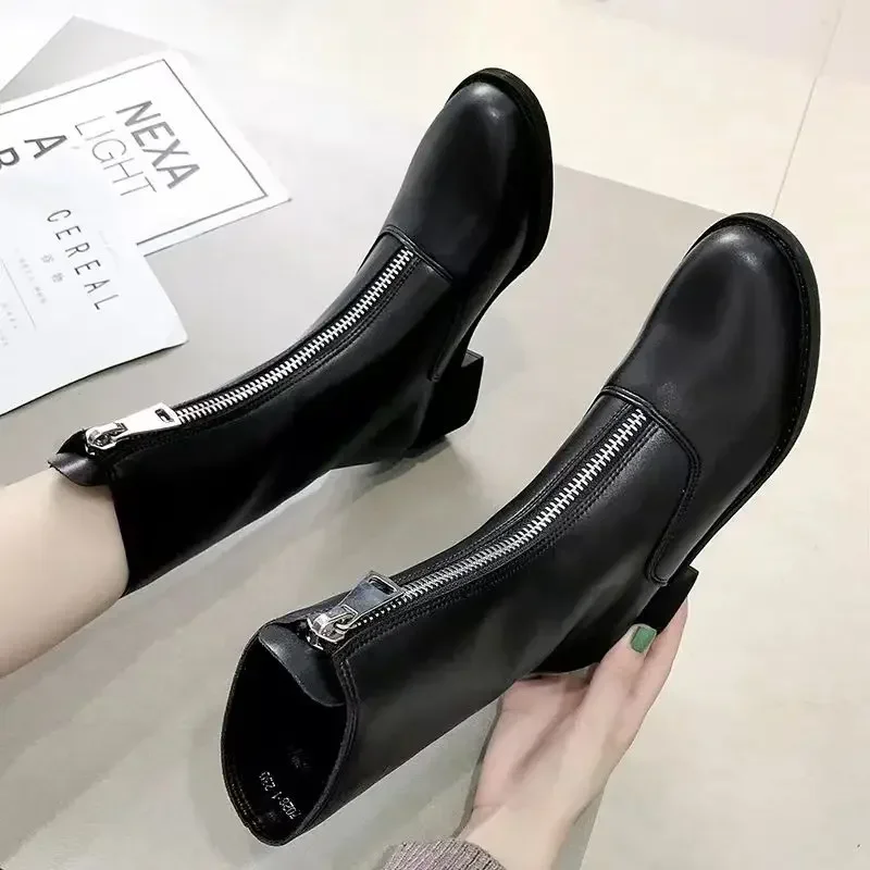 Fashion 2025 Round Toe Autumn Ladies Mid Calf Shoes Comfortable and Elegant Quality Large Size Warm Sale Women\'s Half High Boots