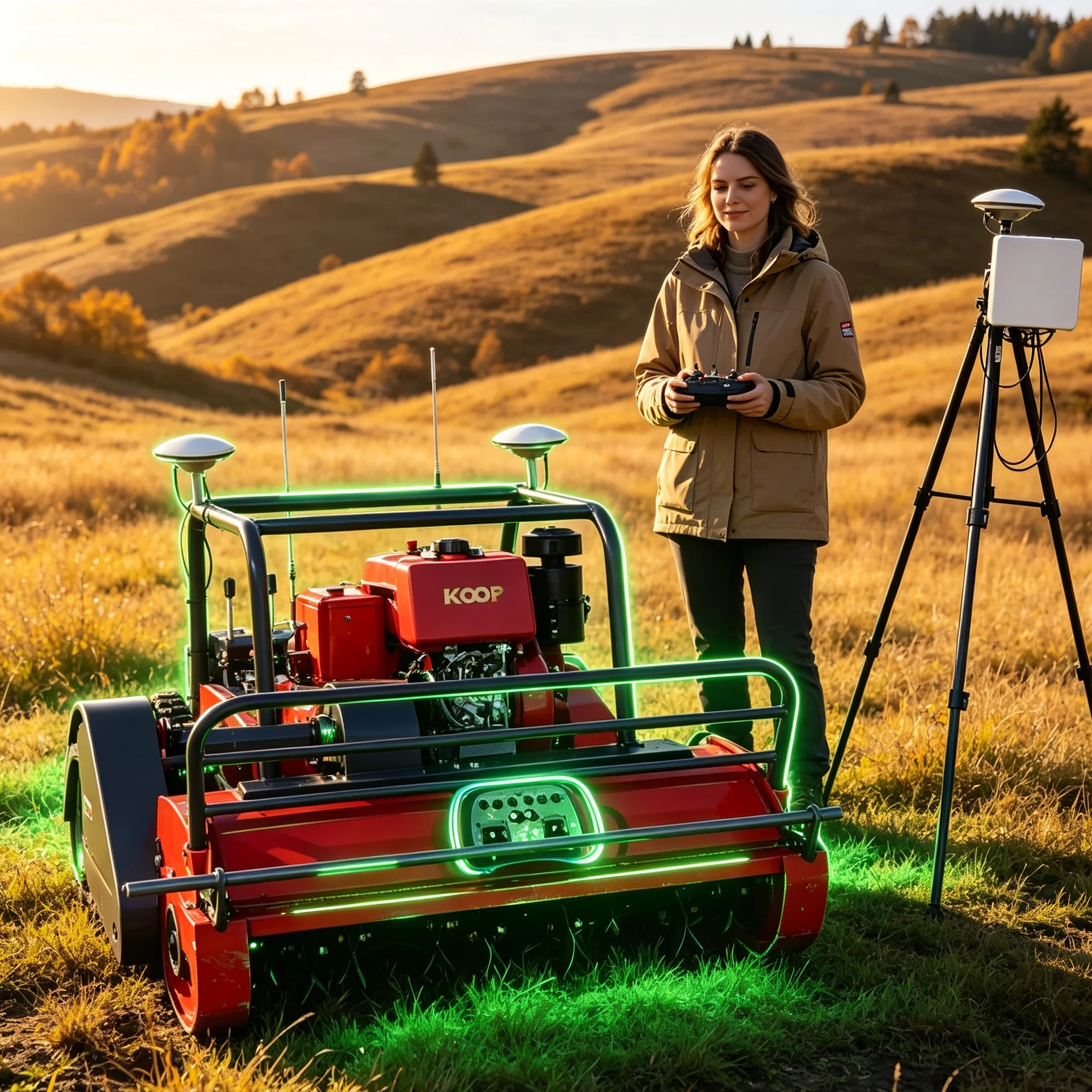 Customized Self‑Propelled Remote‑Operated Lawn Mower, Vivid Red 1200GPS Device For Agricultural Plantation Grass Cleaning