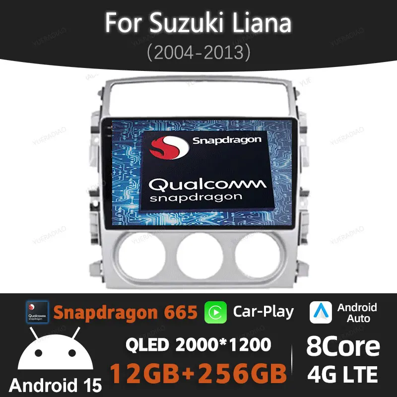

Автомобильный радиоприемник Android 15 для Suzuki Liana 2004-2013, головное устройство, мультимедийный стерео видеоплеер, GPS NAVI CarPlay Auto 4G WIFI QLED BT
