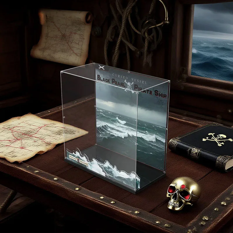 Vetrina a tema stampato UV 3D per LEGO 10365, vetrina di alto livello per i blocchi di costruzione di navi pirate di Captain Jack Sparrow
