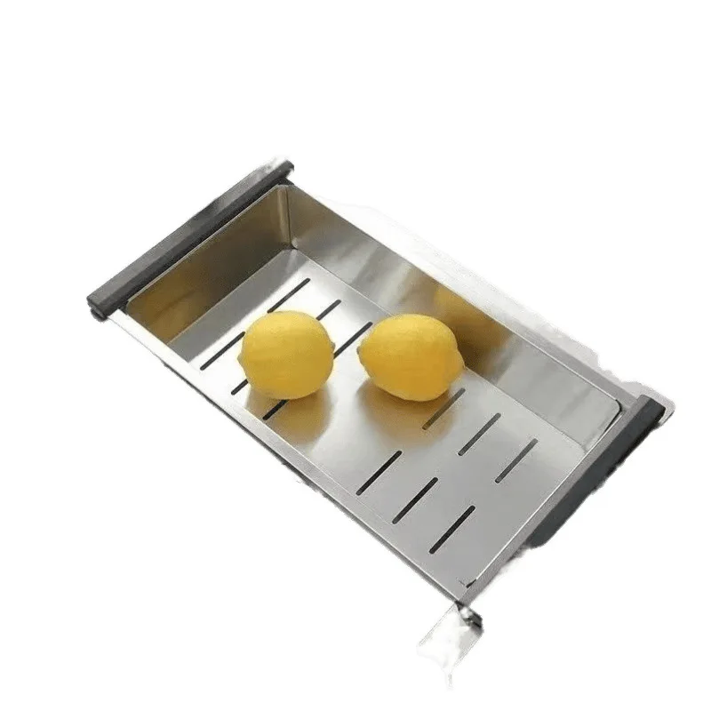 

Thickened Stainless Steel Drain Basket Vegetable Basin Single Drain Basin Stainless Steel Double Filter Dish Fruit Shelf