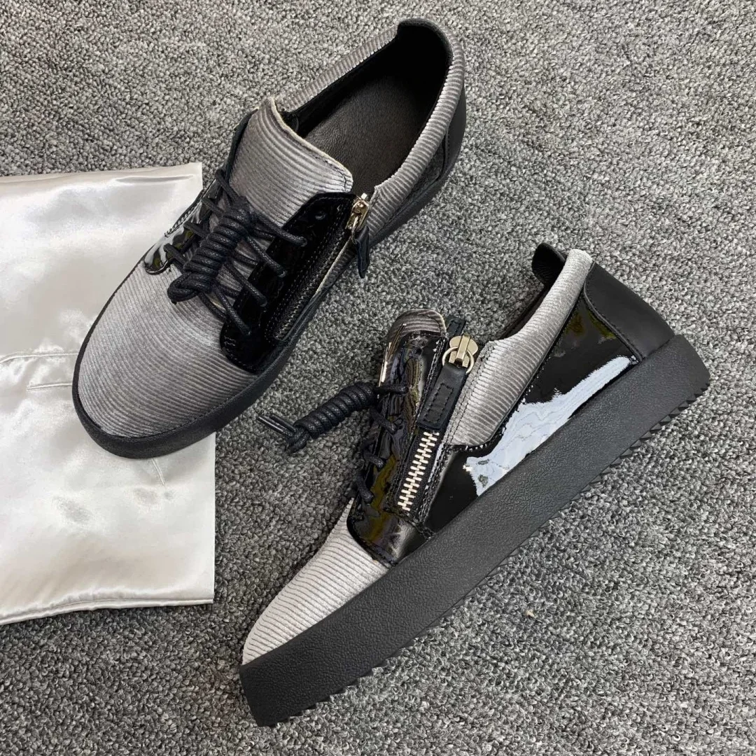 

Top Hight Quality Casual Sneakers For Men and Women Real Leather Brand Designer Unisex Tennis Shoes GZ Zipper Loafer Shoes G0452