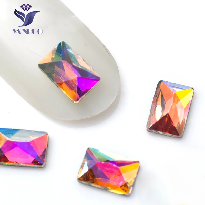 

YanRuo Cosmic Rectangon Nail Art Decorations Flatback Diamond Nail Parts Beauty Accessories Glass Rhinestones DIY Jewelry Design