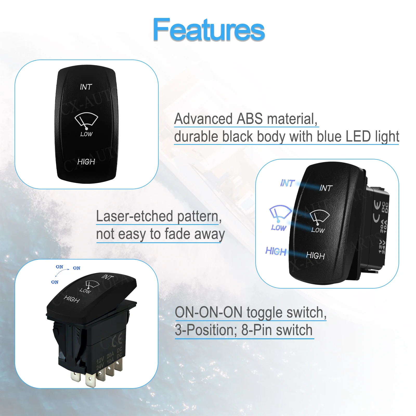 Wiper Switch 3 Position ON-ON-ON 12V 20A Intermittent Low High Speed for Tractor Yacht Toyota 4Runner Navara Truck SUV Off-Road